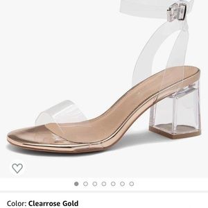 Rose Gold clear low heel sandals